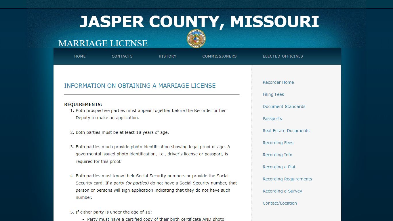 Jaser County, Marriage License - Jasper County, Missouri